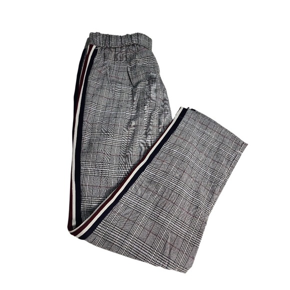 Lulus Plaid Pants straight Leg Side Stripe Elastic Waist Women Medium high rise - Picture 8 of 8